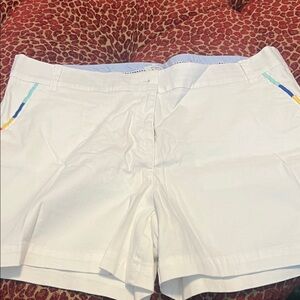 crown & ivy White Women's Shorts with Multicolor Pocket Trim